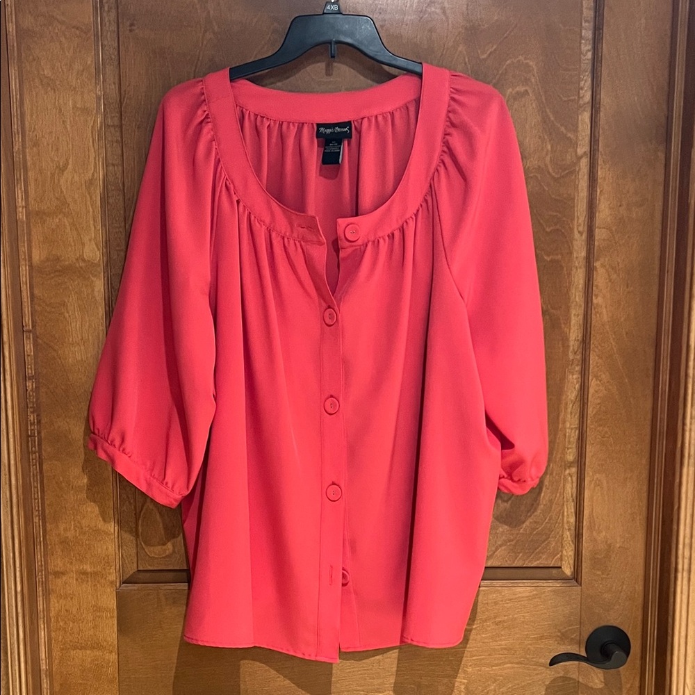 Maggie Barnes Coral Button Top